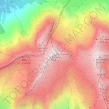 Carte topographique Le Taillefer, altitude, relief