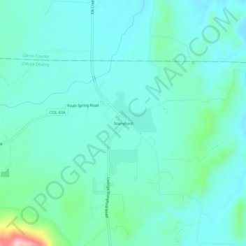 Carte topographique Stonyford, altitude, relief