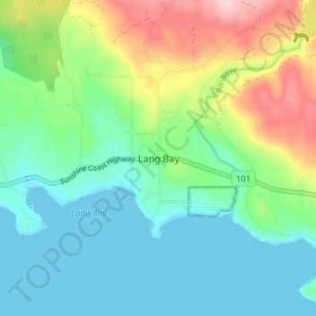 Carte topographique Lang Bay, altitude, relief
