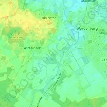 Carte topographique Fünfhausen, altitude, relief