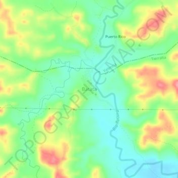 Carte topographique Batata, altitude, relief