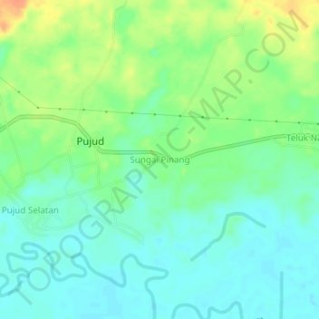 Carte topographique Sungai Pinang, altitude, relief