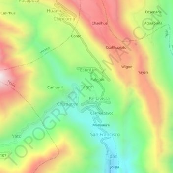 Carte topographique Tagre, altitude, relief