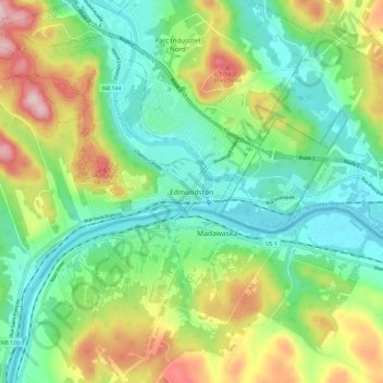 Carte topographique Edmundston, altitude, relief