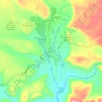 Carte topographique Baniane, altitude, relief