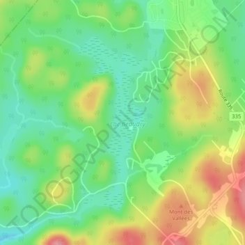 Carte topographique Lac Beaudry, altitude, relief