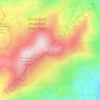 Carte topographique Black Rock Mountain State Park, altitude, relief