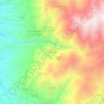 Carte topographique Altavilla, altitude, relief