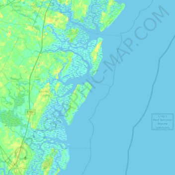 Carte topographique Blackbeard Island, altitude, relief