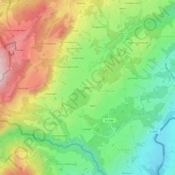 Carte topographique Hagspiel, altitude, relief