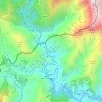 Carte topographique Fanghetto, altitude, relief
