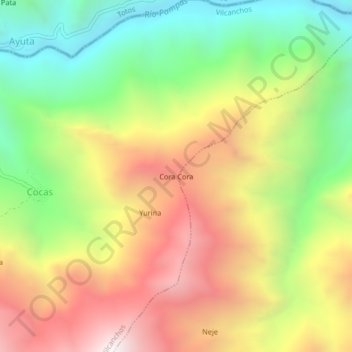 Carte topographique Cora Cora, altitude, relief