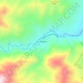 Carte topographique Las Guázaras, altitude, relief