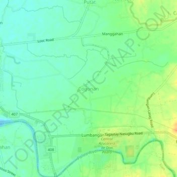 Carte topographique Cogunan, altitude, relief