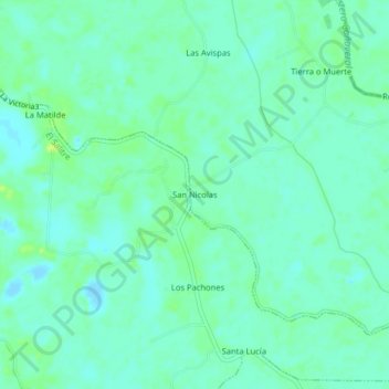 Carte topographique San Nicolas, altitude, relief