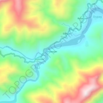 Carte topographique Tomiangan, altitude, relief
