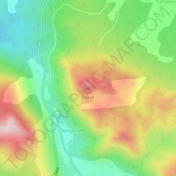 Carte topographique Nin, altitude, relief