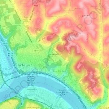 Carte topographique North Rochester, altitude, relief