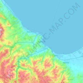 Carte topographique Samsun, altitude, relief