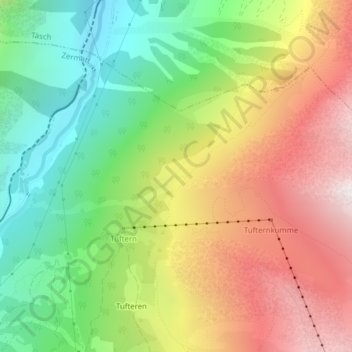 Carte topographique Matterhorn, altitude, relief
