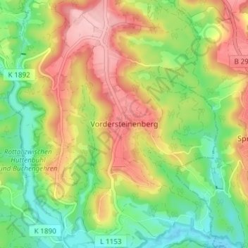 Carte topographique Vordersteinenberg, altitude, relief