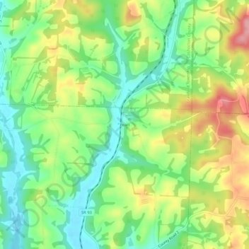 Carte topographique Pearl, altitude, relief