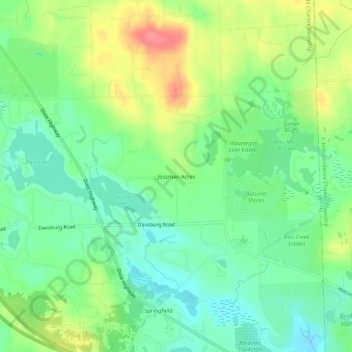 Carte topographique Jossman Acres, altitude, relief