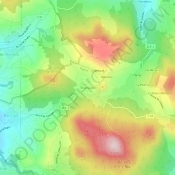 Carte topographique Champclos, altitude, relief