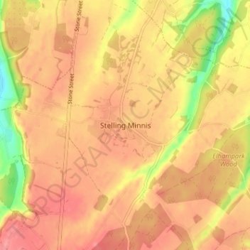 Carte topographique Stelling Minnis, altitude, relief
