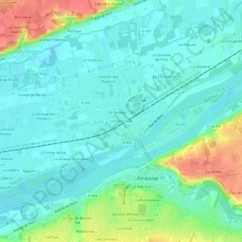 Carte topographique Les Hermites, altitude, relief