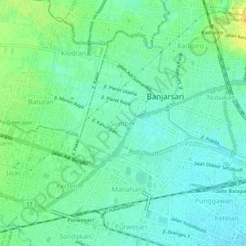 Carte topographique Sumber, altitude, relief