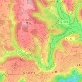 Carte topographique Brend, altitude, relief