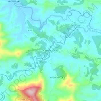 Carte topographique Andriamboasary, altitude, relief