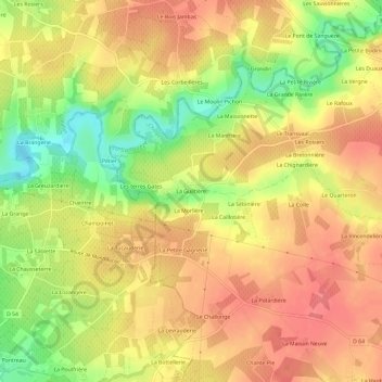 Carte topographique La Guiltière, altitude, relief
