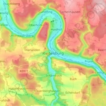 Carte topographique Riedenburg, altitude, relief