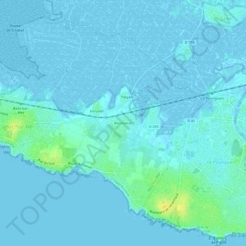 Carte topographique Kermoisan, altitude, relief