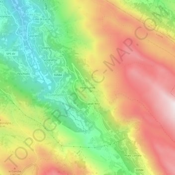 Carte topographique Vado Lucoli, altitude, relief