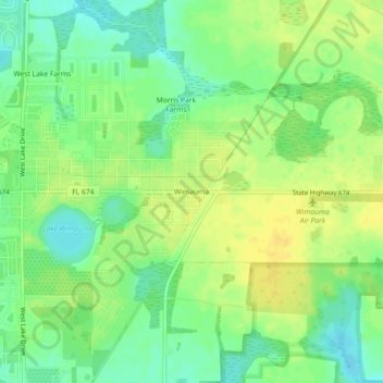 Carte topographique Wimauma, altitude, relief