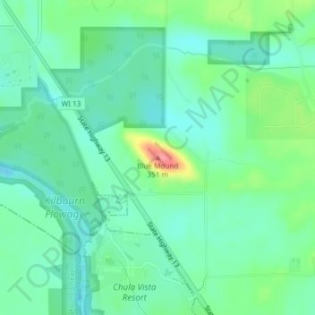 Carte topographique Blue Mound, altitude, relief