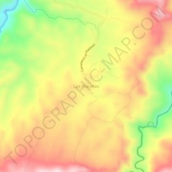 Carte topographique Las Placetas, altitude, relief