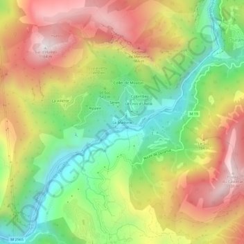 Carte topographique La Madone, altitude, relief