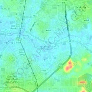 Carte topographique Raja Village, altitude, relief