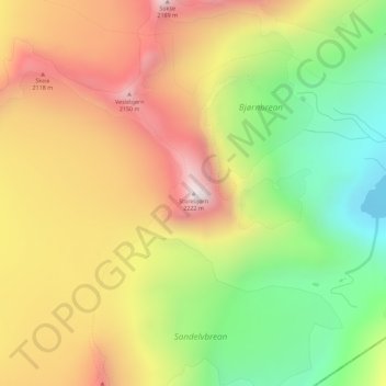Carte topographique Storebjørn, altitude, relief