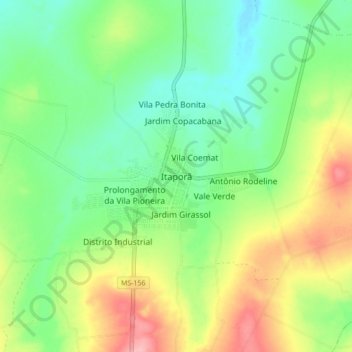 Carte topographique Itaporã, altitude, relief