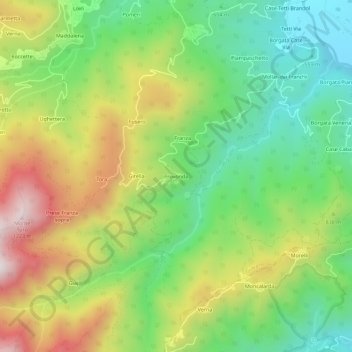 Carte topographique Provonda, altitude, relief