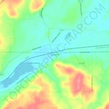 Carte topographique Big Prairie, altitude, relief