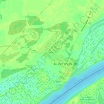Carte topographique Chaco-i, altitude, relief