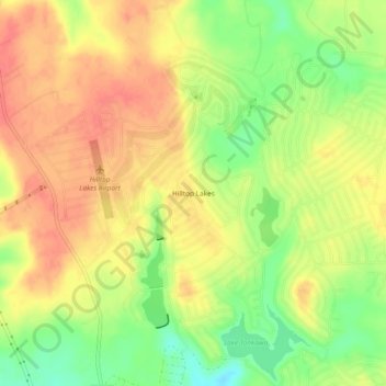 Carte topographique Hilltop Lakes, altitude, relief