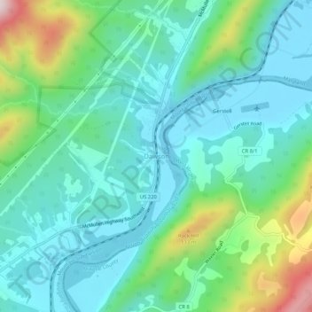 Carte topographique Dawson, altitude, relief