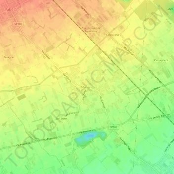 Carte topographique Musano, altitude, relief